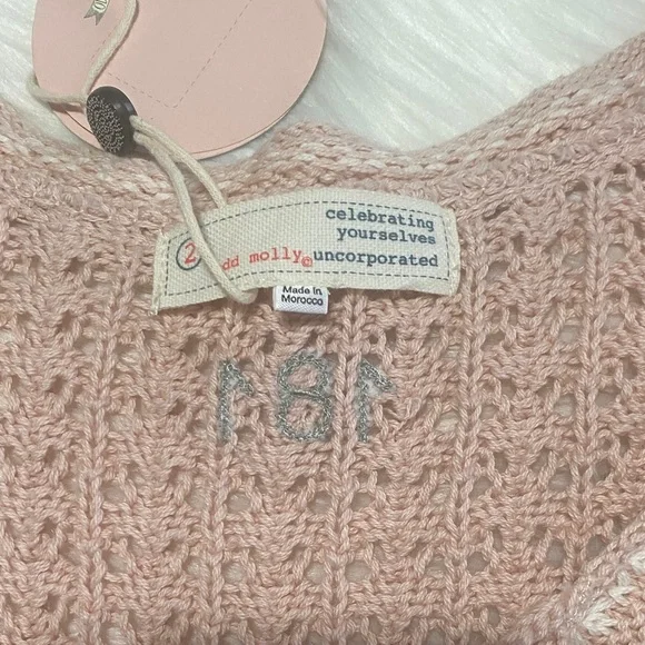 Odd Molly Blush Crochet Long Sleeve Dress